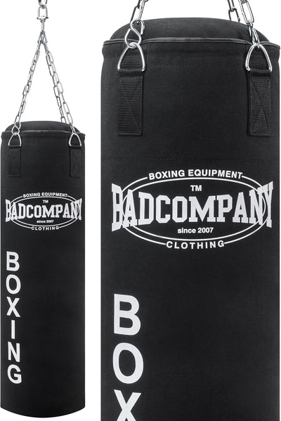 Bad Company Boxsack inkl. Heavy Duty Stahlkette I Canvas Punching Bag, gefüllt/ungefüllt I 80 x 30 c