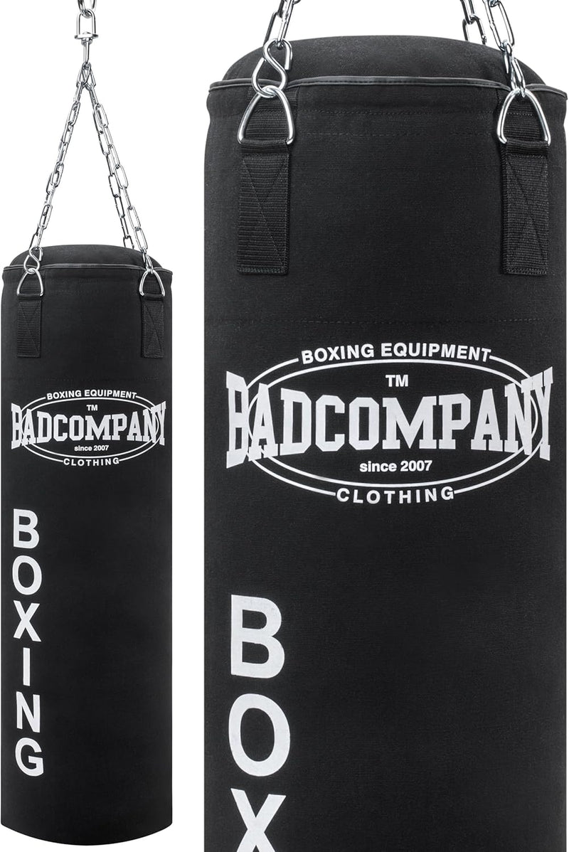 Bad Company Boxsack inkl. Heavy Duty Stahlkette I Canvas Punching Bag, gefüllt/ungefüllt I 80 x 30 c