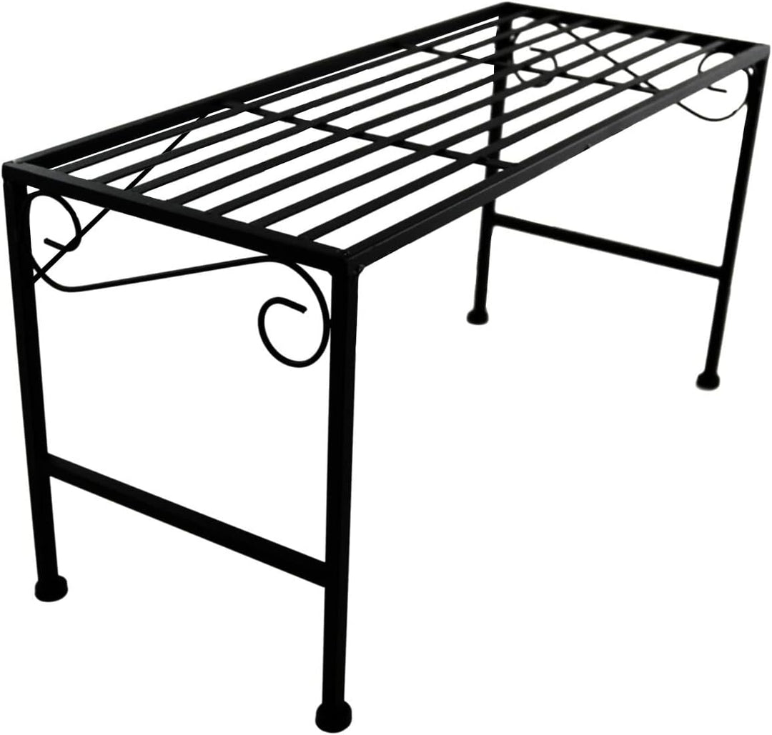 PrimoLiving XL Metall Blumentreppe 2-teilig schwarz - Klappbare 2-stufige Blumenbank Metall-Bank Blu