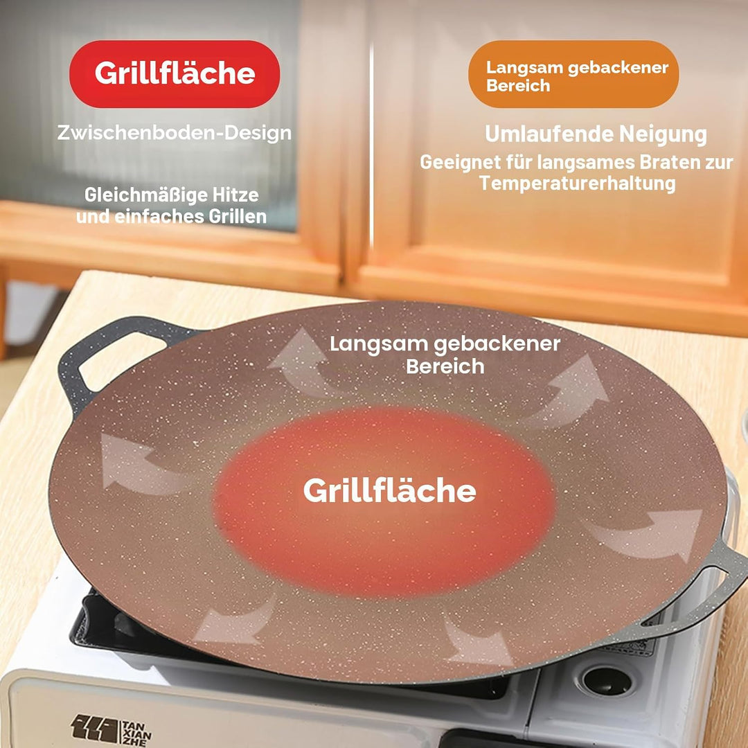 Cyrank Koreanischer BBQ-Grill, Antihaftbeschichteter Grill, Grillplatte, Antihaftbeschichtete Grillp