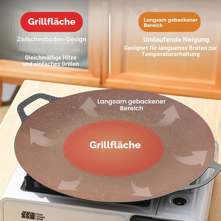 Cyrank Koreanischer BBQ-Grill, Antihaftbeschichteter Grill, Grillplatte, Antihaftbeschichtete Grillp
