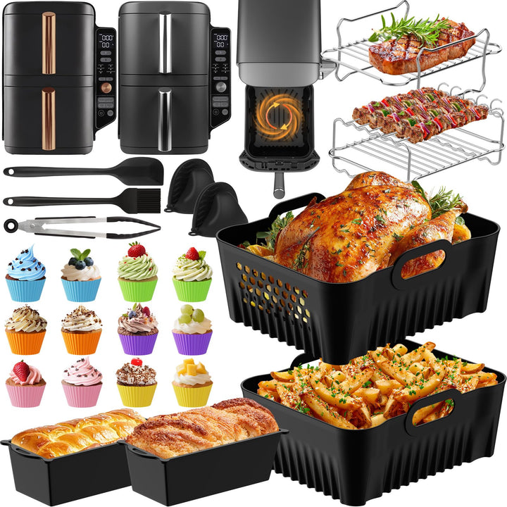 Silikonform Heissluftfritteuse Zubehör für Ninja Double Stack XL 9.5L Air Fryer SL400EU SL400EUCP, 2