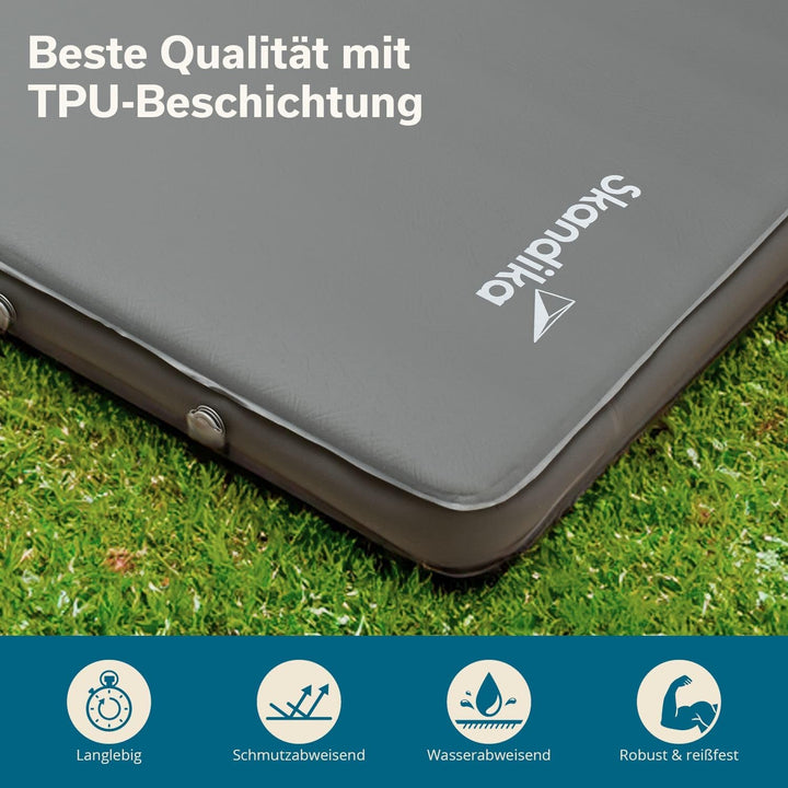 Skandika Premium Easy Isomatte Double 3D | 10 cm dick, selbstaufblasend, leicht, faltbar, selbstfüll