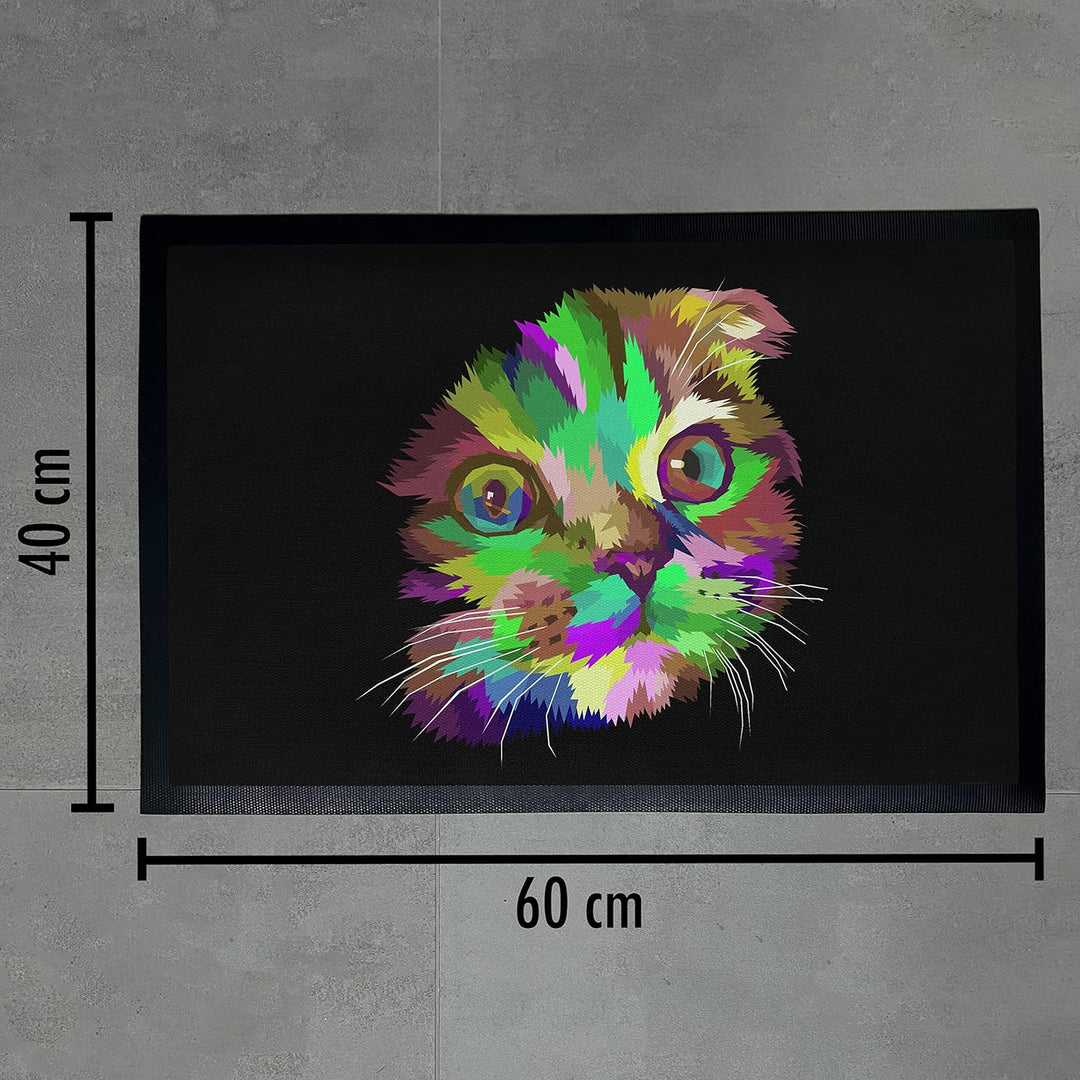 Trendation - Lustige Katzen Fussmatte Polygon Grafik Katzenbesitzerin Humor Fussmatte 60x40 cm