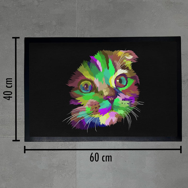 Trendation - Lustige Katzen Fussmatte Polygon Grafik Katzenbesitzerin Humor Fussmatte 60x40 cm