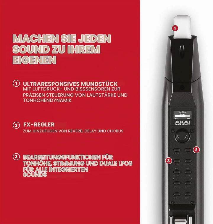 AKAI Professional EWI Solo - Elektronisches Blasinstrument mit eingebautem Lautsprecher, wiederaufla