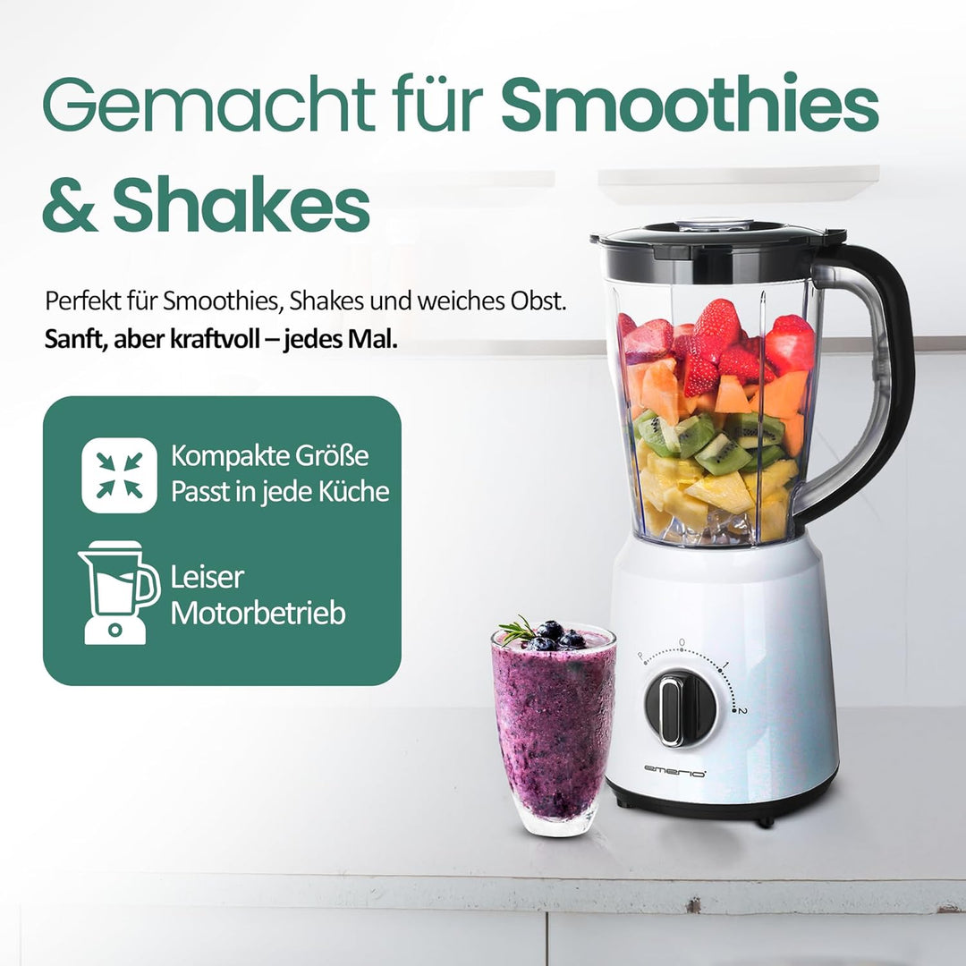 Emerio Standmixer BL-124816, BPA frei, Crush Ice Funktion, 1.5l Behälter, 2 Geschwindigkeiten + Puls