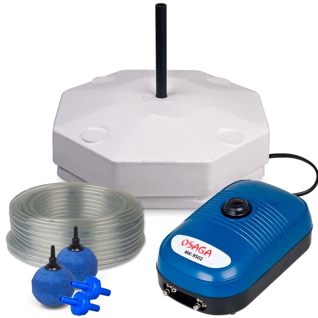 Teich Eisfreihalter Set 4 inkl. regelbarer Luftpumpe und Zubehör, für einen eisfreien Gartenteich, A