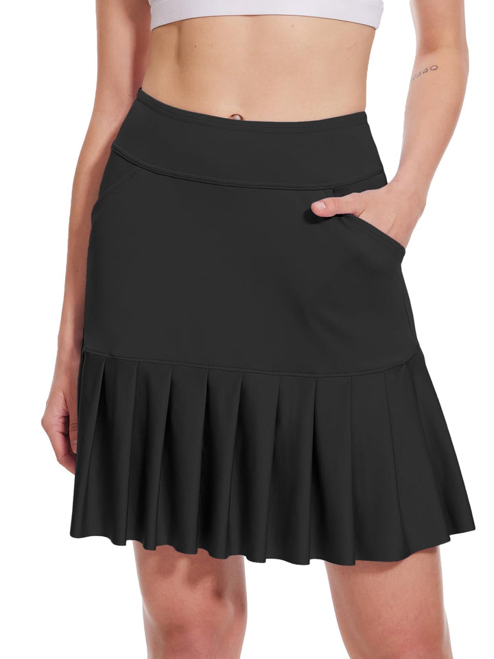 MOTEEPI 19" Golf Röcke für Frauen Knie Länge Ruffle Saum Rock Tennis Rock Athletic Skort für Workout
