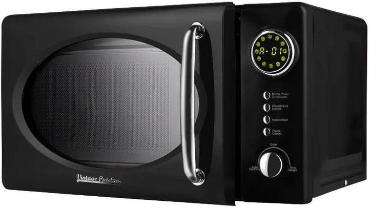 Vintage Cuisine Retro-Mikrowelle mit Display, 700W, 16L, Grillfunktion, Abtaufunktion, Metall, Glas-