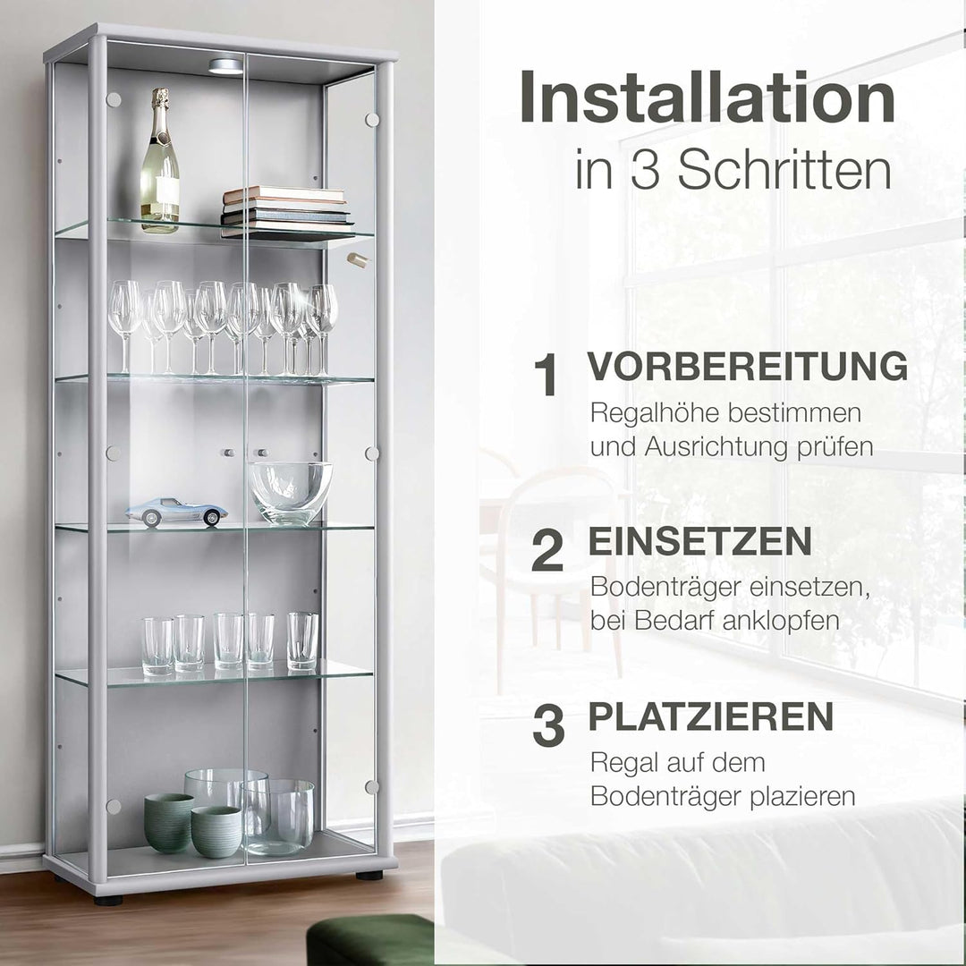 K-Möbel Glaseinlegeboden 4er-Set Glasboden für 2 TRG. Standvitrine für C1084 / C1019 Zubehör Glasböd