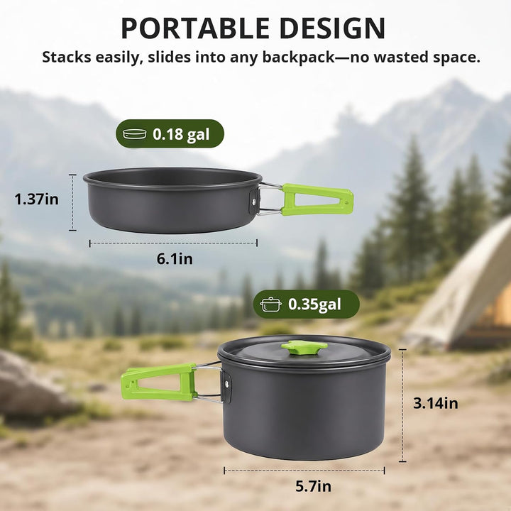 aiGear Camping Kochgeschirr Set/Outdoor Geschirr Set | Camping Topf Kochtopf Tragbar Aluminium | mit