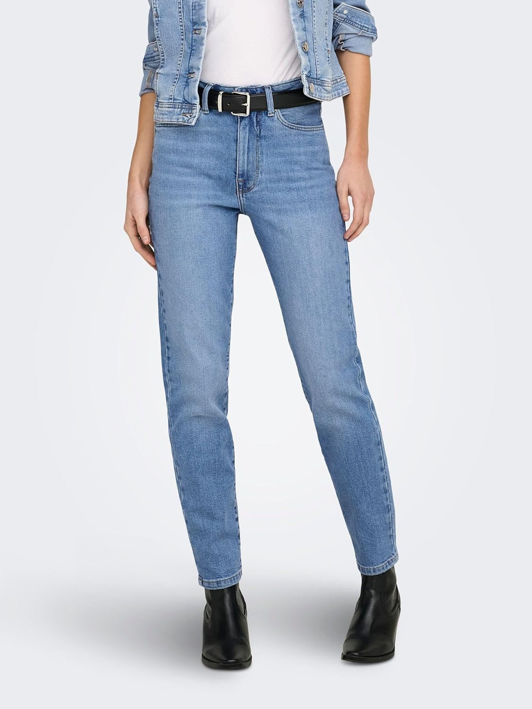 ONLY Female Straight-Fit Jeans ONLEMILY Hohe Taille Gerade geschnitten Jeans 32W / 30L Medium Blue D