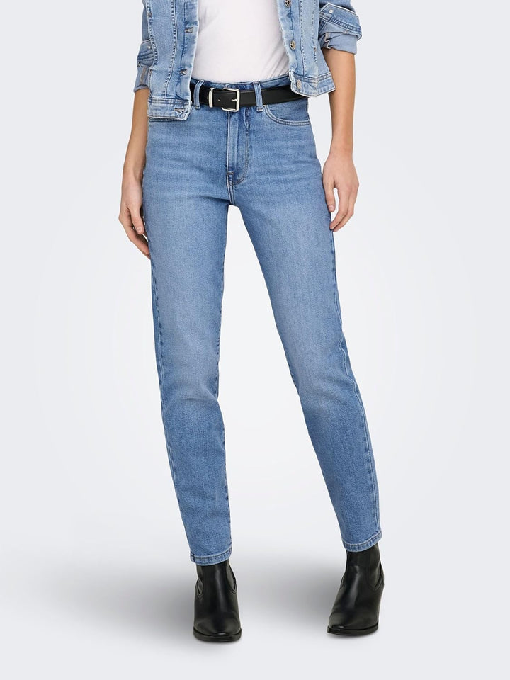 ONLY Female Straight-Fit Jeans ONLEMILY Hohe Taille Gerade geschnitten Jeans 32W / 30L Medium Blue D