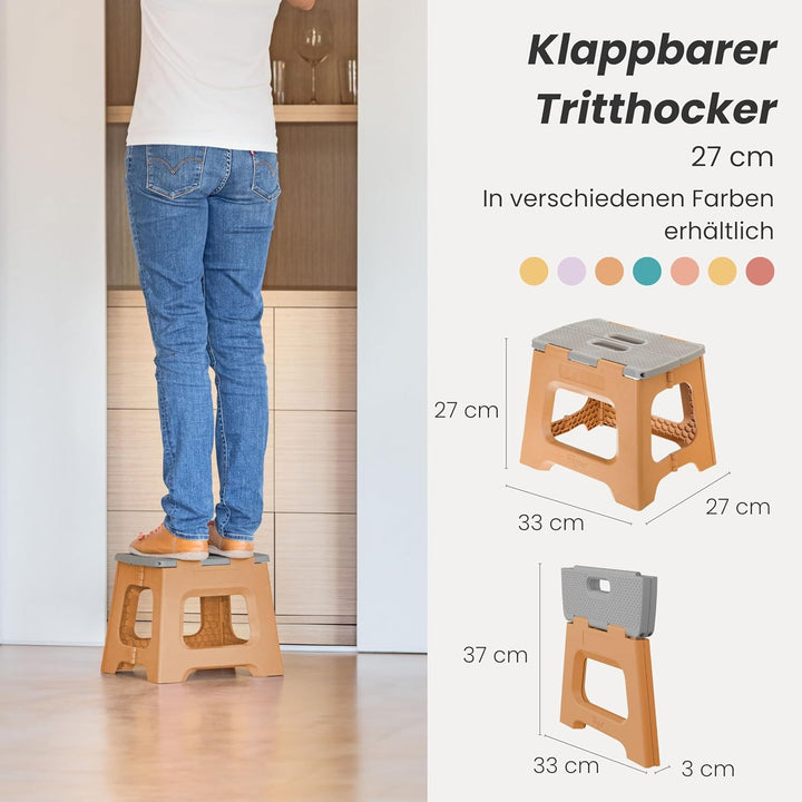 Vigar Kompakte Tritthocker Klappbar für Erwachsene, 27 cm, Klapphocker Faltbar 150 kg rutschfest, Le