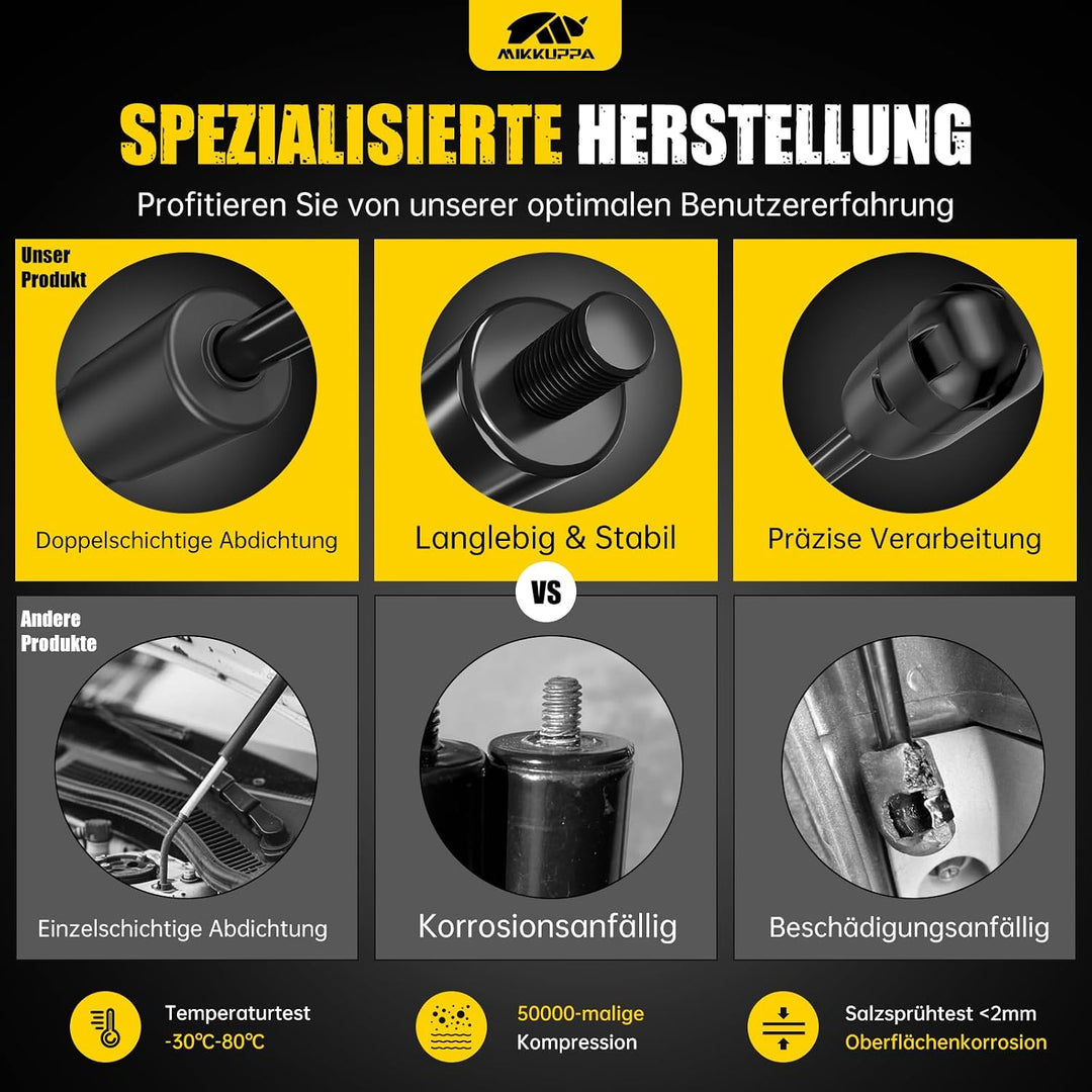 MIKKUPPA 2 Stück Gasfeder Heckklappe kompatibel mit VW Touran 1T1/1T2 03–10 | Heckklappendämpfer – e