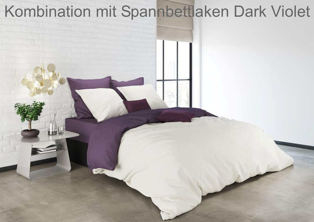 MISTRAL HOME Uni Einfarbig Wende Bettwäsche Edel Perkal 100% Ägyptische Baumwolle, Farbe:Pristine-Da