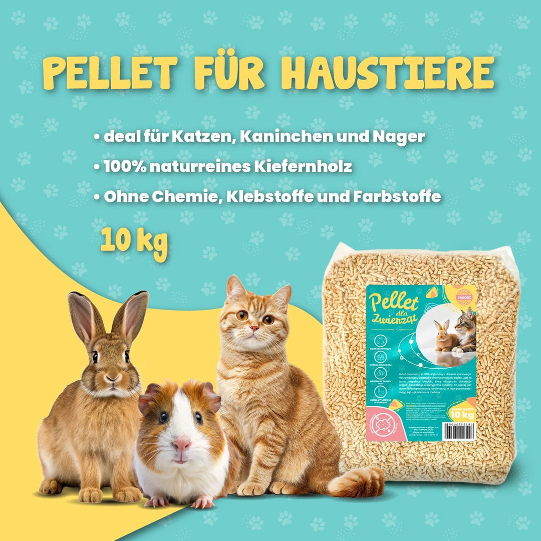 Katzenstreu Pellets | Holzpellets 100% reines Kiefernholz, pflanzliche nicht klumpende Streu für Kat