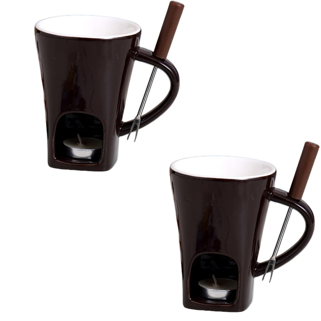 2 Stück Keramike Schokofondue Tasse | 400Ml Tasse Mit Teelicht Schokolade | Butter Schokoladen Pot M