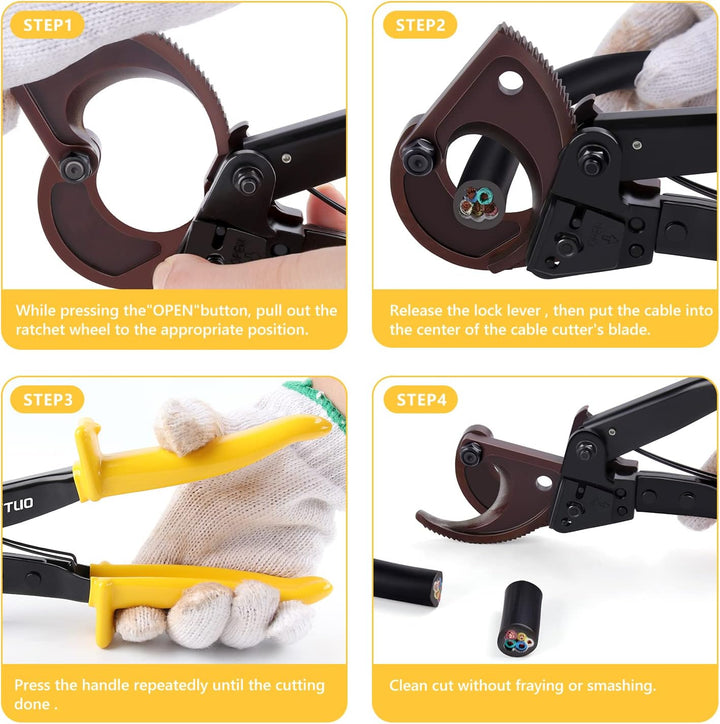 Flytuo Ratschen-Kabelschneider, robustes Werkzeug für Aluminium, Kupfer und elektrische Drähte bis 2