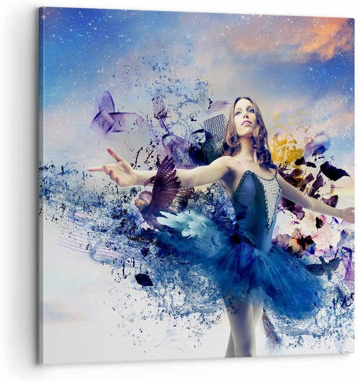 Bilder auf Leinwand Ballerina Tänzer Tüll Kleid Leinwandbild 60x60cm Wandbilder Dekoration Wohnzimme