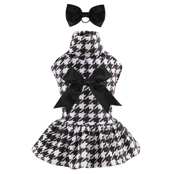 CuteBone Houndstooth Hundekleid samt Rollkragenpullover Welpenrock Kostüm Haustier Outfit Katzenklei