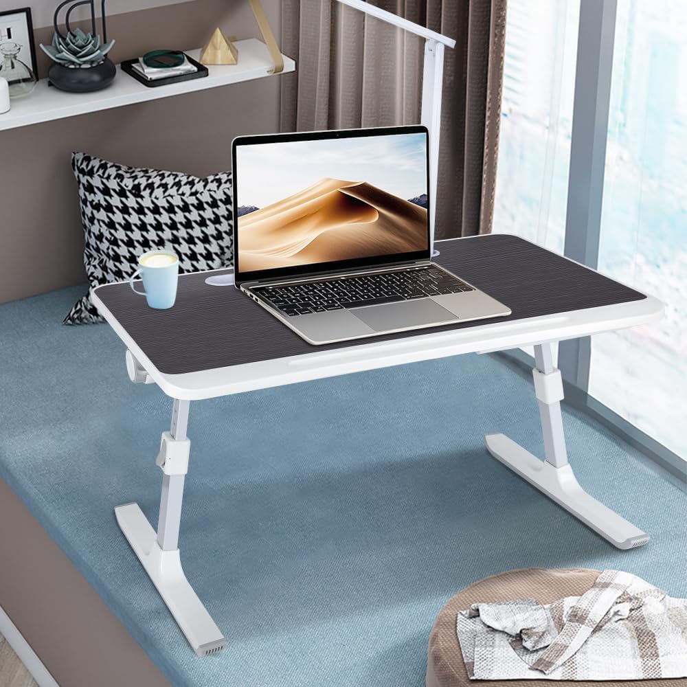 OHMG Lap Desks Computertisch aus Bambus, verstellbar, faltbar, tragbar, für Computer, für Bett oder