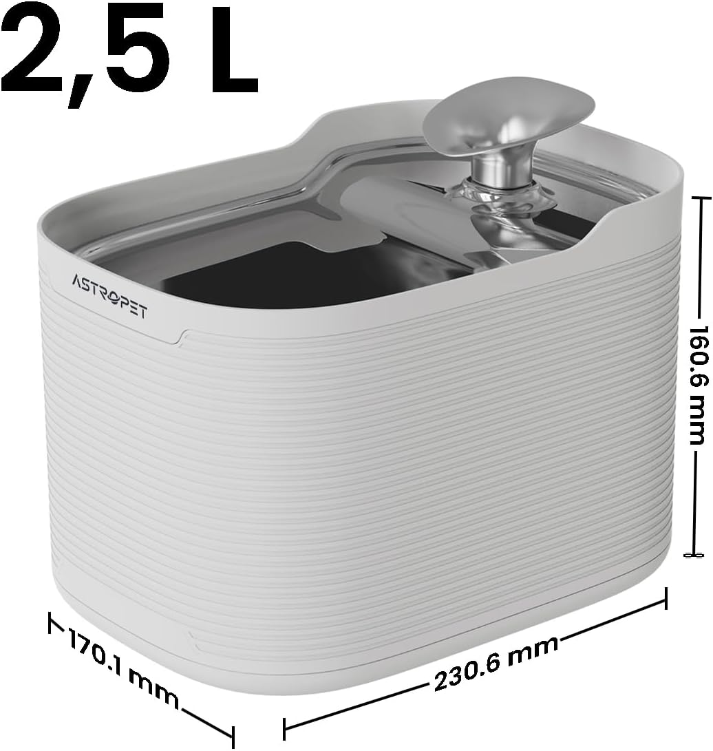 AstroPet Katzenbrunnen Kabellos 2,5L Trinkbrunnen mit Bewegungsmelder – 5200mAh Akku bis zu 40 Tage,