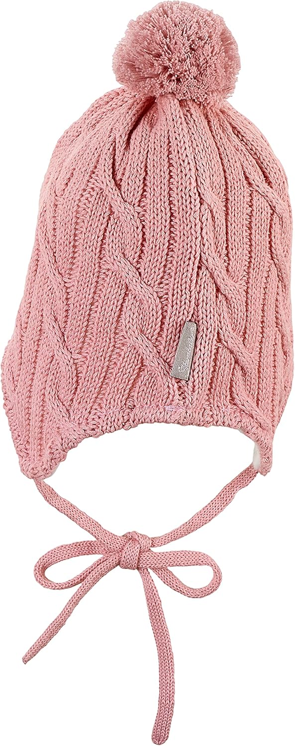 Sterntaler Mütze mit Bommel, Strickmütze mit Bommel Rosa 43, Rosa 43