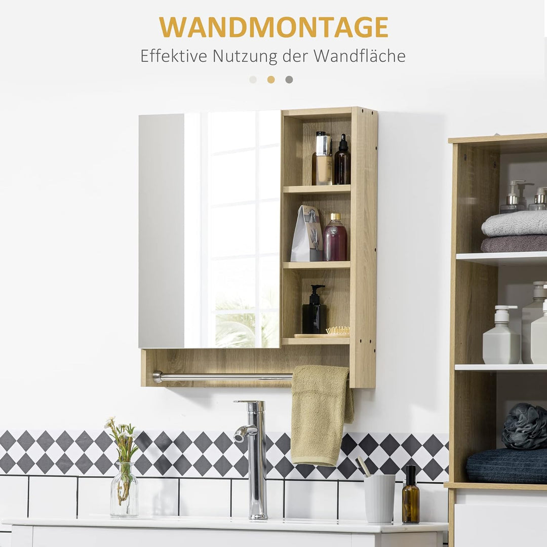 kleankin Spiegelschrank Badezimmer Wandschrank Badspiegelschrank mit Soft-Close-Funktion Badmöbel mi