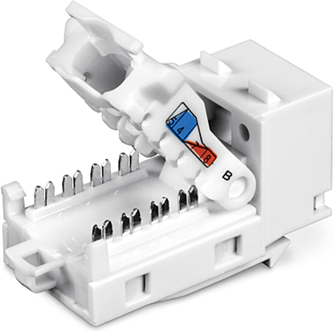TRENDnet Kat6 Keystone Jack – 50er-Pack, 90° Winkelanschlussdesign, Farbcodierte Beschriftung für di