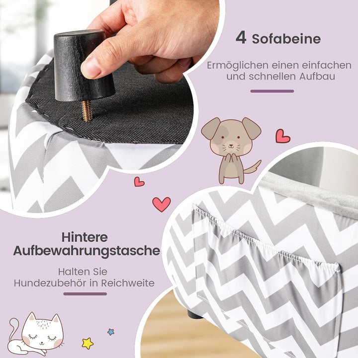 COSTWAY Katzenbett, kleines Hundesofa, 70 x 41 x 40 cm, Katzensofa mit weichem gepolstertem Kissen &