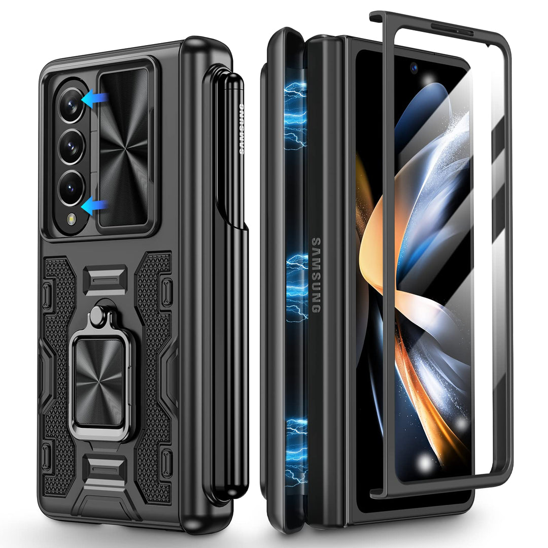 Doeshine Hülle für Samsung Galaxy Z Fold 4, Handyhülle mit Ständer & S Pen Slot, Ganzkörper Robuste