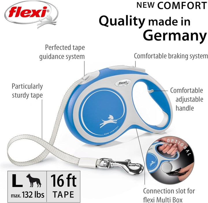 FLEXI New Comfort einziehbare Hundeleine (Band), ergonomisch, robust und verhedderungsfrei, für Hund