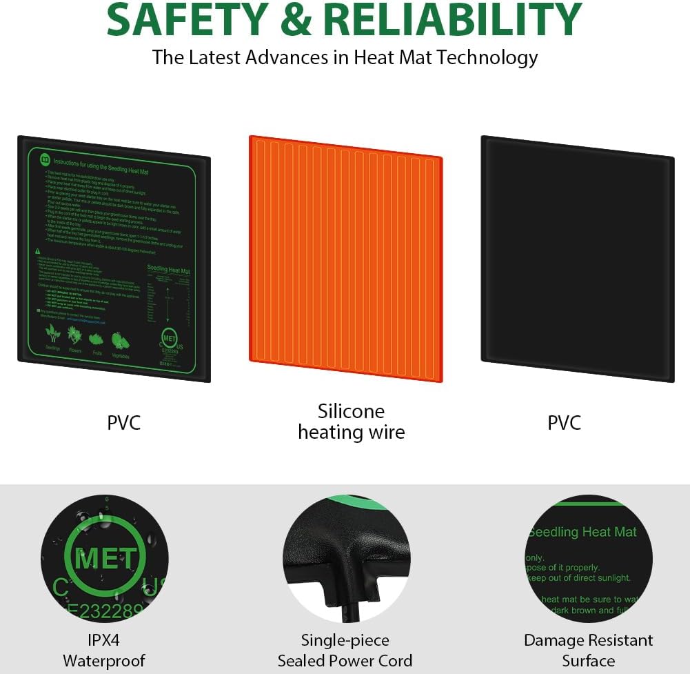 70W Heizmatte Pflanzen mit Thermostat - Schnelle Erwärmun, Feuerschutz, Wasserdicht - Sämlinge Heizm