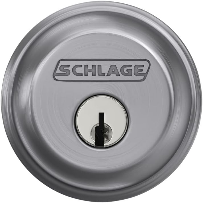 SCHLAGE B60N626 Deadbolt with Standard Trim Keyed 1 Side, Highest Residential Security, Satin Chrome