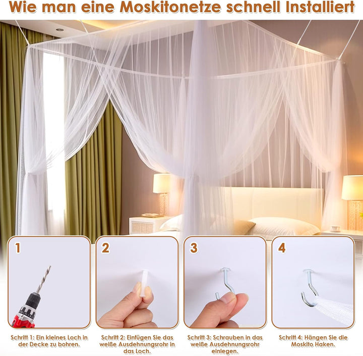 Moskitonetz Doppelbett und Einzelbett - 1.9 m x 2.1 m x 2.4 m Moskitonetze für Doppelbett und Einzel