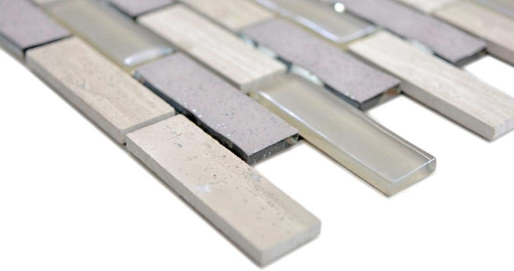 Mosaik Selbstklebend Verbund Glasmosaik Stein grau braun Glas für WAND KÜCHE Wandverblender Fliesens