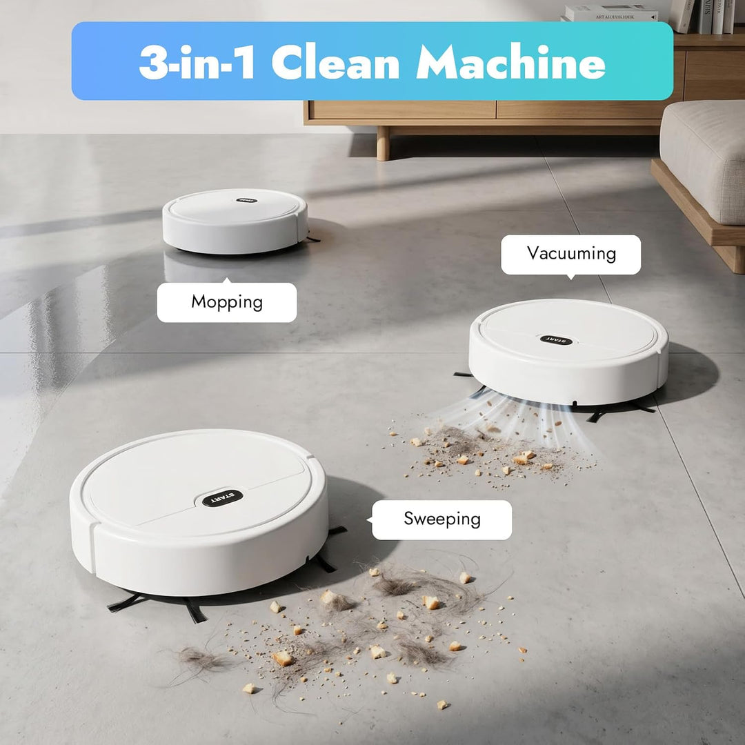 TESUGN Saugroboter mit Wischfunktion, 500Pa Saugkraft, 3in1 Roboterstaubsauger, Kinder Boden wischen