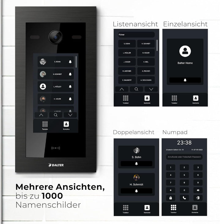 Balter EVO-HD Video Türsprechanlage mit Touchscreen Türstation, Video Türklingel, Smartphone App, 1