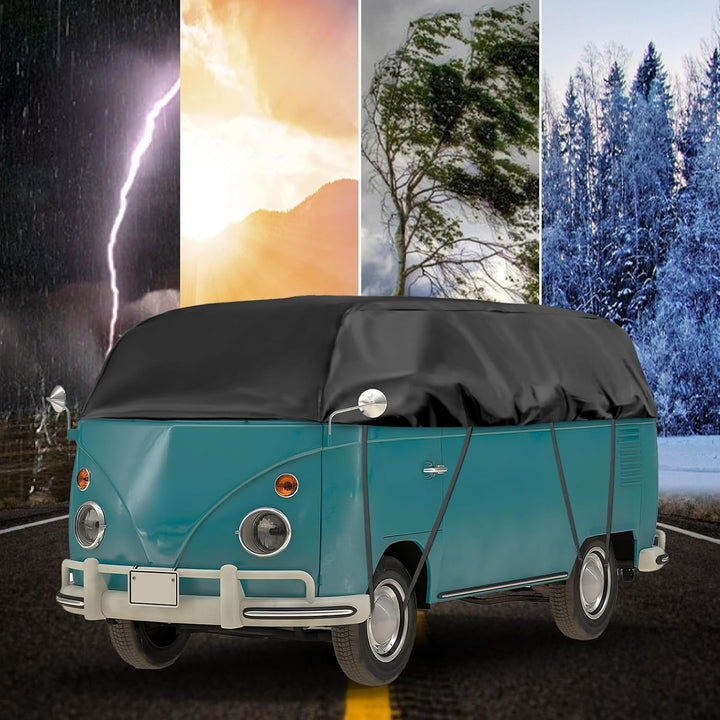 Autoabdeckung Ersatz für VW T2, Schwarz Halbgarage Wasserdicht | Sonnenfest Hälfte Autoabdeckung UV