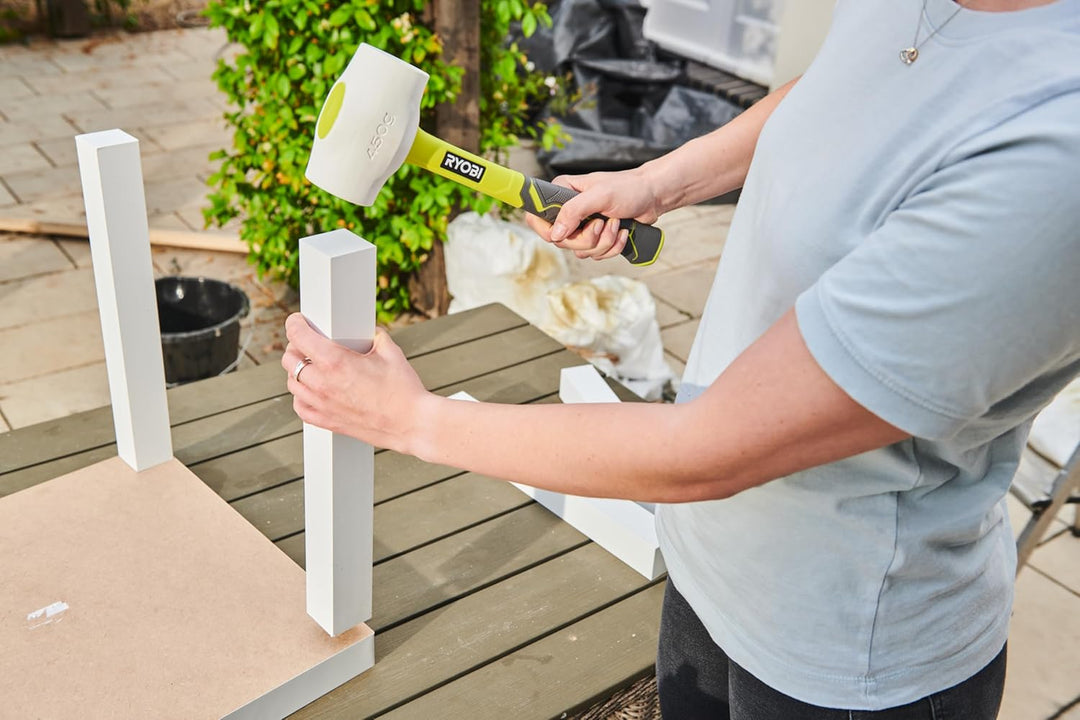 Ryobi RHHM450W Fiberglas-Gummihammer, 450 g, Weiss