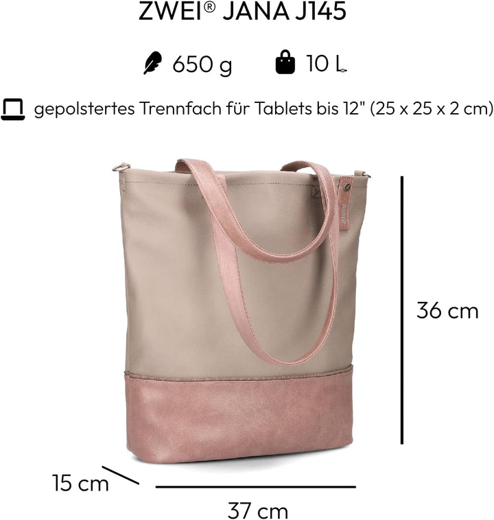 Zwei Handtasche Umhängetasche Shopper J145 Blush, Blush