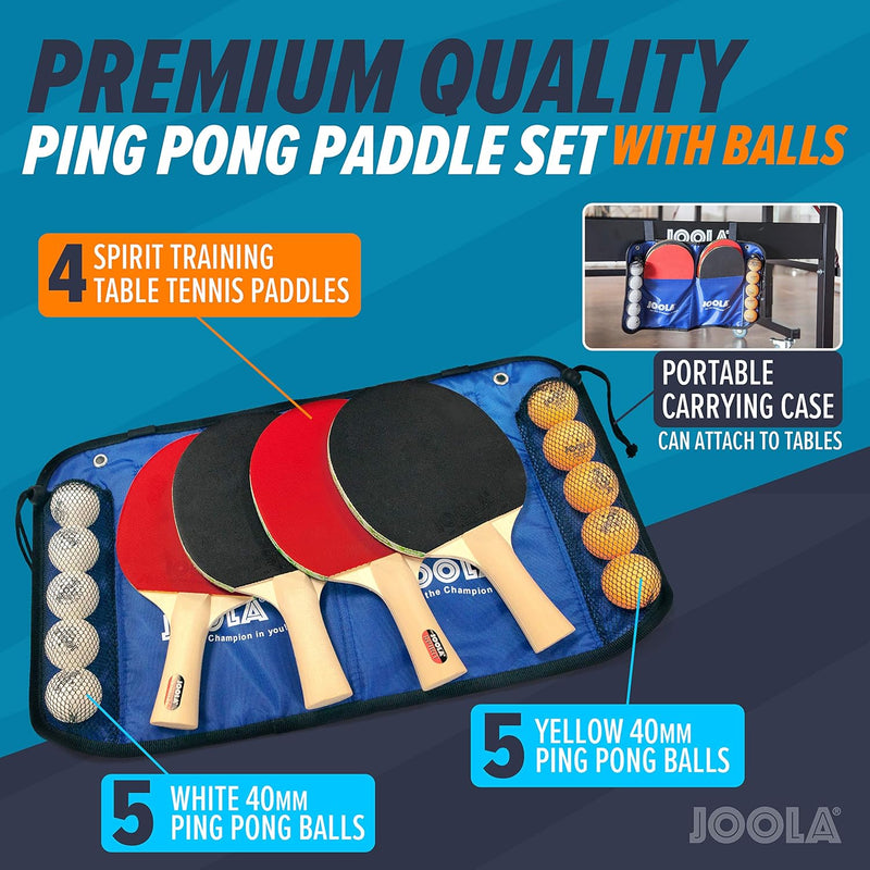 JOOLA Tischtennis-Set Family , 4 Tischtennisschläger + 10 Tischtennisbälle + Tasche & JOOLA Easy Tis