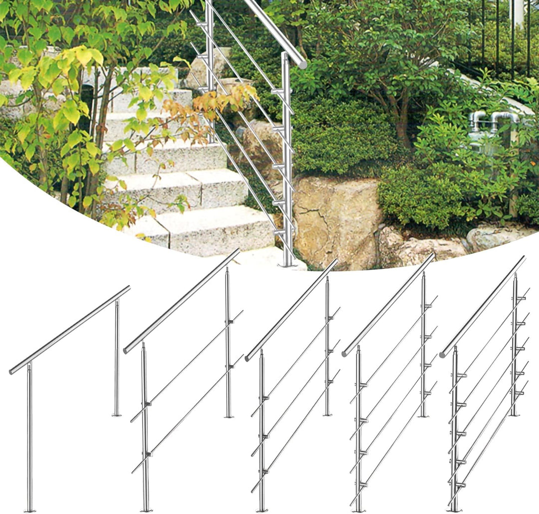 Tubiaz Edelstahl Handlauf Treppengeländer Geländer für Treppen Brüstung Balkon 80CM mit 3 Querstrebe