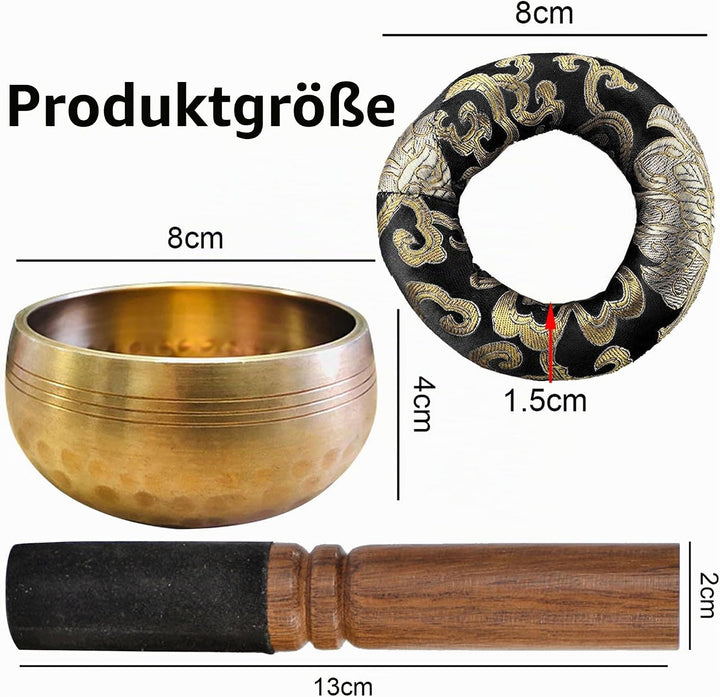 Klangschale Klein, Klangschalen Set, Tibetische Klangschale, Singing Bowl, Handgehämmert in Nepal fü