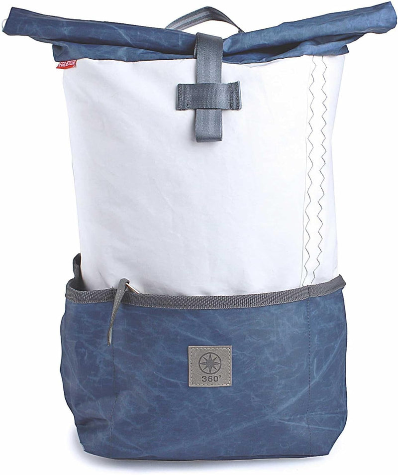 360° Grad Lotse Canvas Backpack Unisex with Blue Bar Canvas Bag Maritime Weatherproof, multicoloured