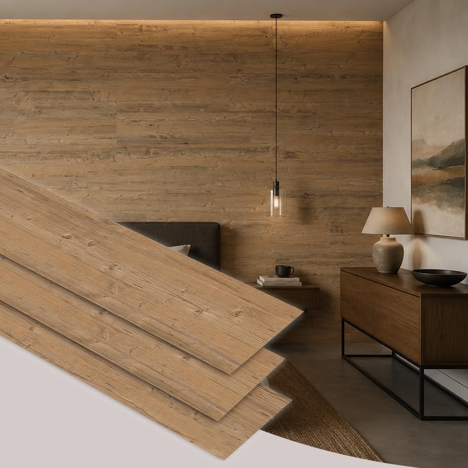 SUN WOOD Stick-it Holz Wandverkleidung selbstklebend Altholz Design STALLGRAU 60-3 Wandpaneele zum K