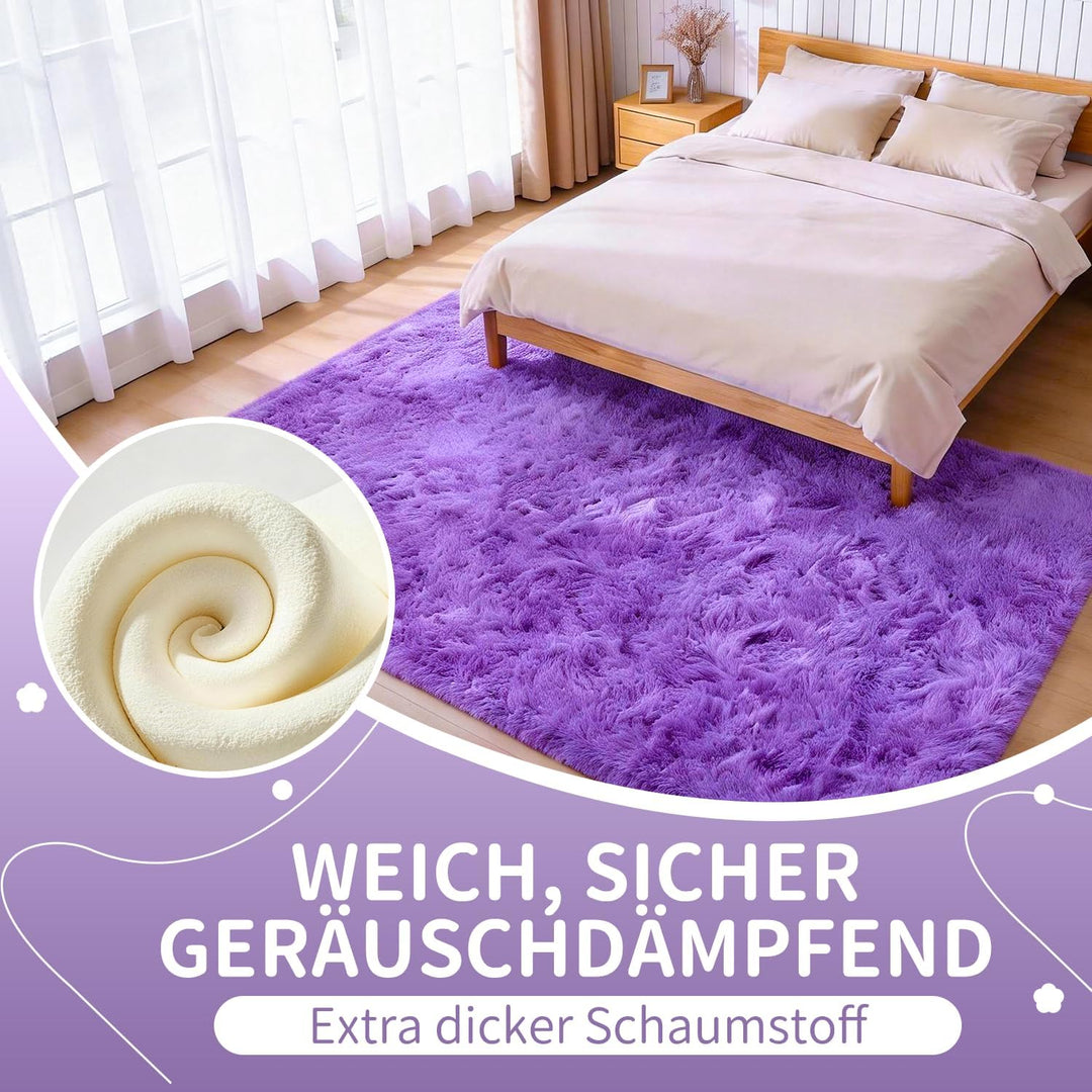 VOFUSHON Teppich Schlafzimmer 120 x 160 cm Violett Waschbare rutschfeste Teppiche Weich Flauschig Ru