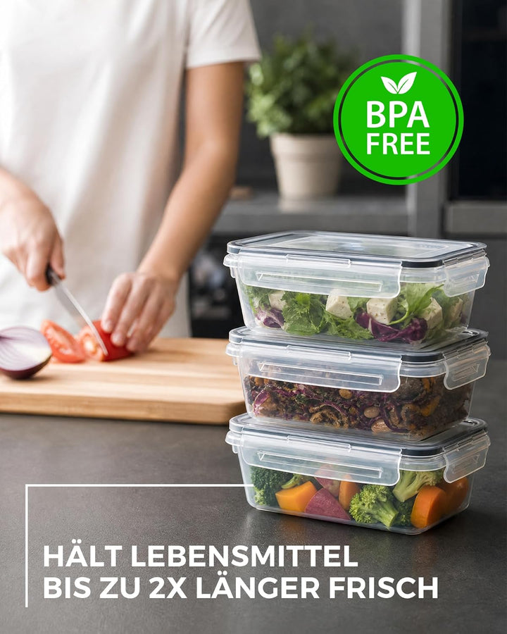 Frischhaltedosen mit Deckel - BPA-frei, Auslaufsicher, Meal Prep Boxen, spülmaschinenfest, gefrier-